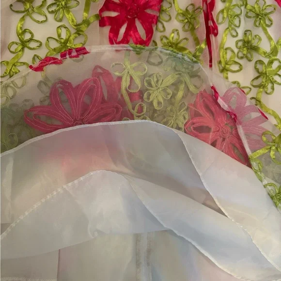 Rare Editions Vibrant Pink And Green Floral Dress Size 6 - Picture 11 of 15